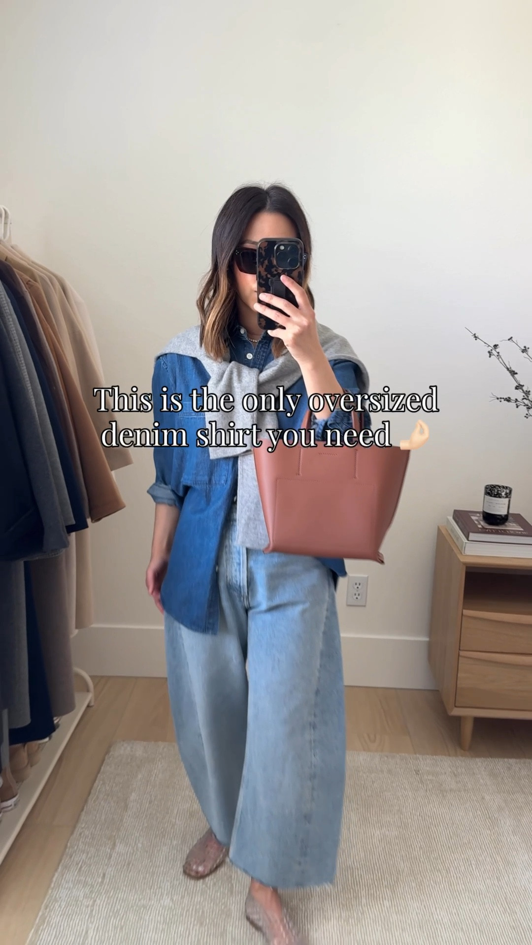 Spring outfits with denim shirts. 

This is truly the best denim shirt. Perfectly oversized, amazing color, and drapes beautifully. 

AYR shirt xs
AGOLDE Barrel jeans 25. Cut hems
Amazon Jelly flats 5.5
Everlane bag
Everlane sweater xs
Celine sunglasses

Petite style, spring outfits, spring style 



#LTKmomlife #LTKootd #LTKPetite