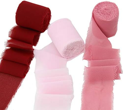 YaeTool 2" x 7Yd Set of 3 Rolls Wedding Ribbon Handmade Silk Ribbon Handmade Fringe Chiffon Silk ... | Amazon (CA)