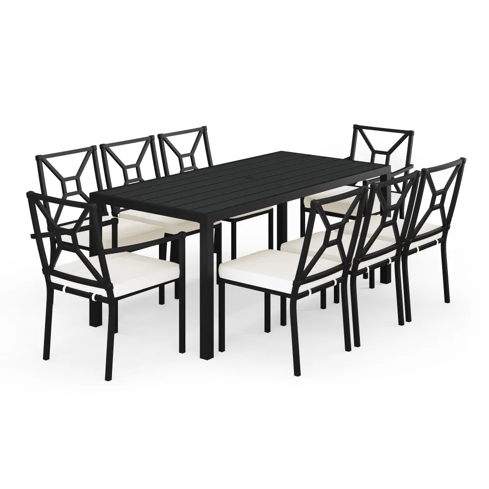 Martha Stewart 9-Piece All-Weather Steel Patio Dining Set - 72"D x 35.25"W x 30"H - On Sale - Ove... | Overstock