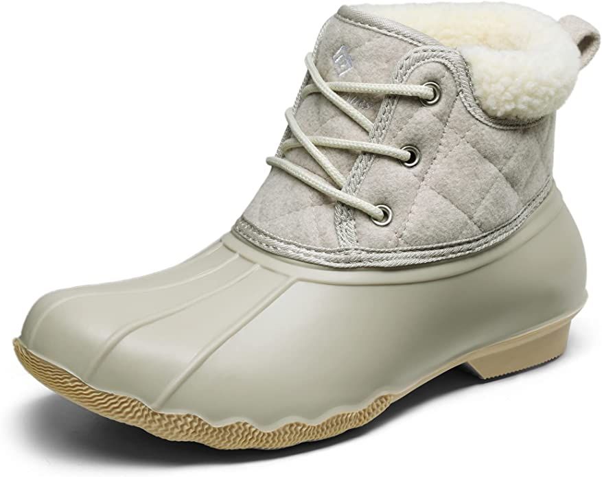 Amazon.com | DREAM PAIRS Women’s SDSB2211W Duck Rain Boots Waterproof Snow Boots Lace up Winter... | Amazon (US)