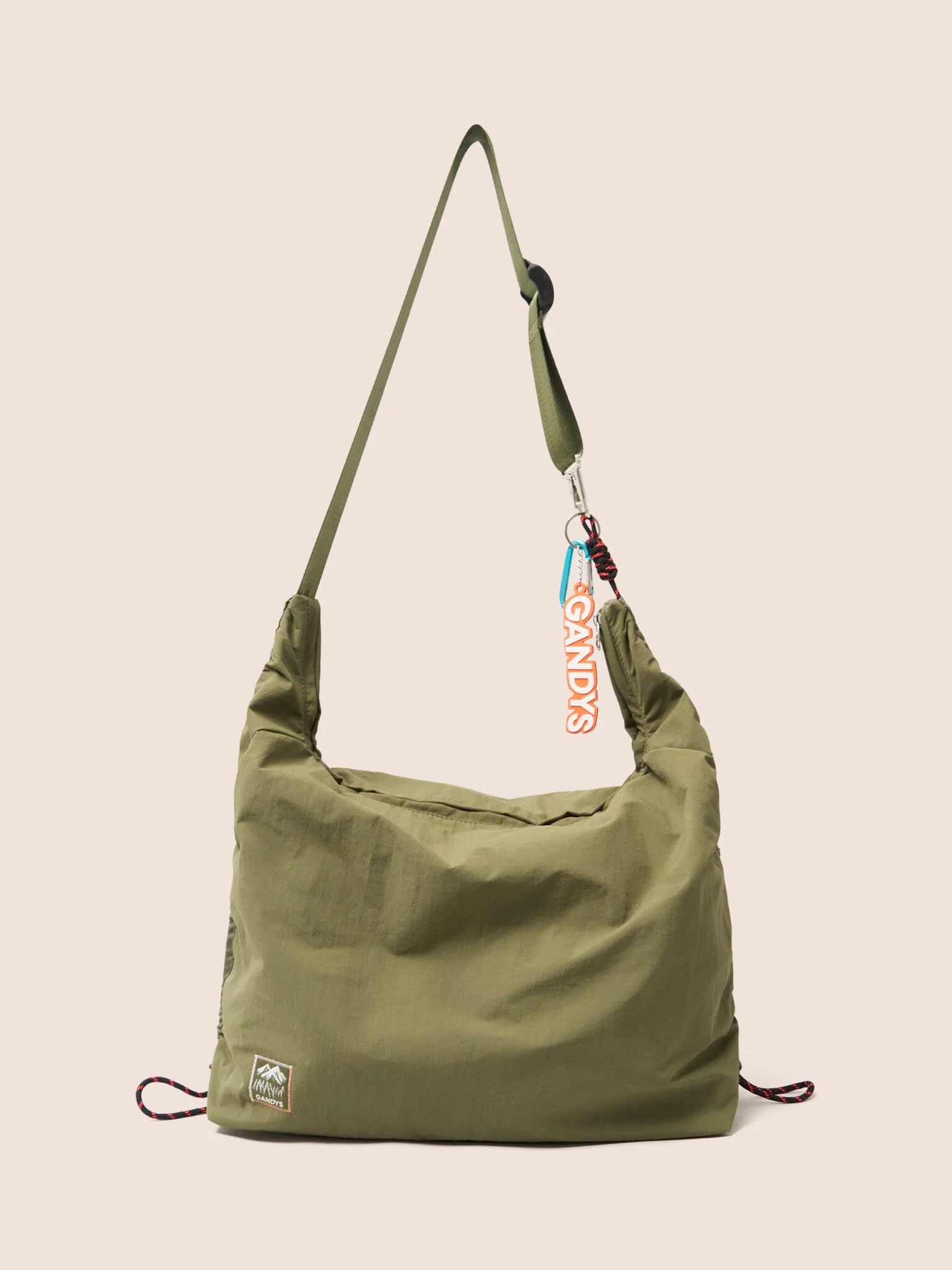 Carabiner Club Recycled Large Crescent Bag in Khaki | Gandys International (UK)