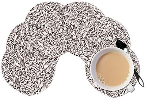 Gracelife 6pcs Cup Mat Pure Cotton Thread Weave Round Drink Hot Pads Mats Set Absorbent Scald-proof  | Amazon (US)