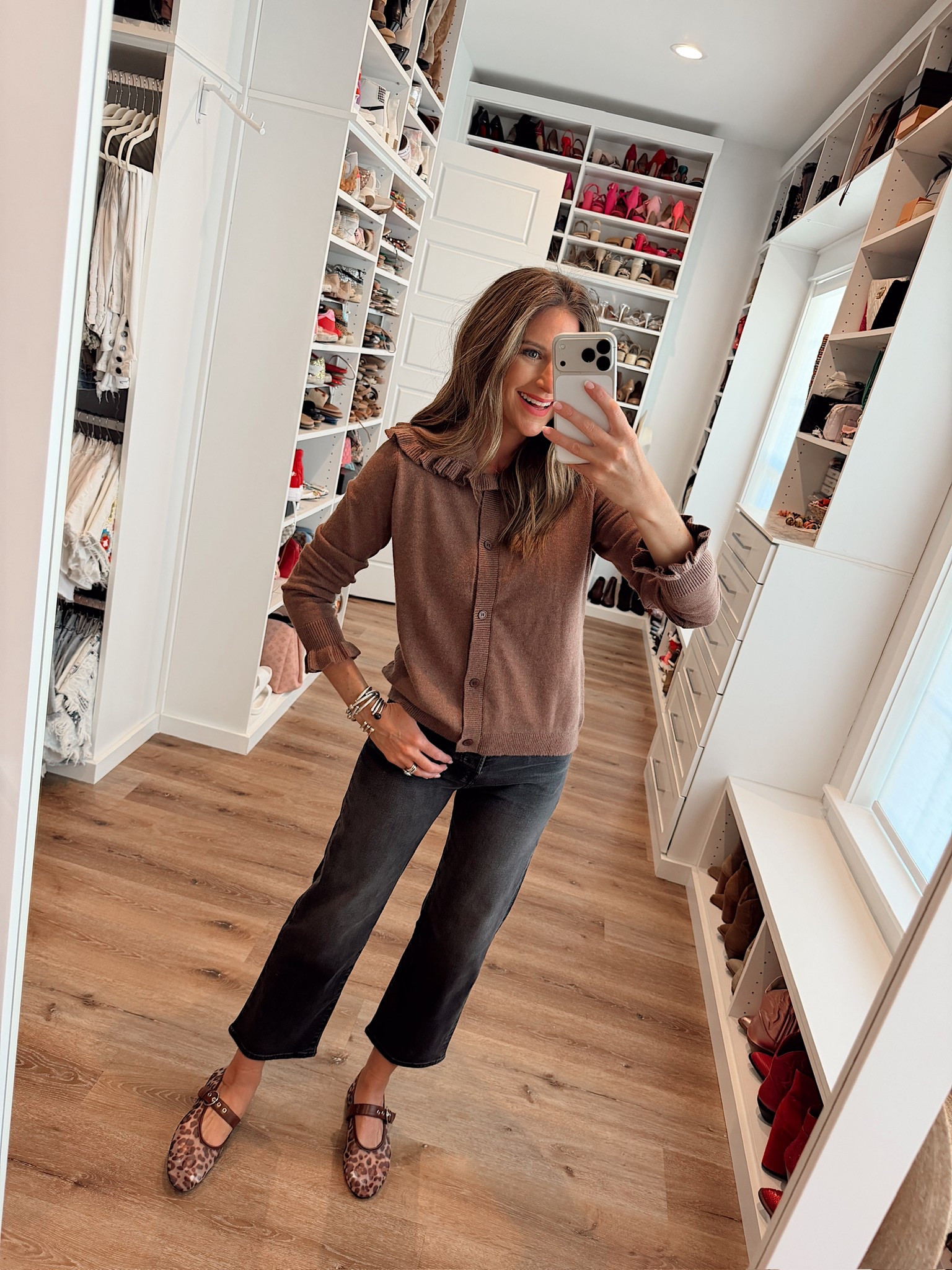 In a small top, size 26 jeans, flats and accessories - fits tts.

#LTKootd #LTKgrwm #LTKSeasonal