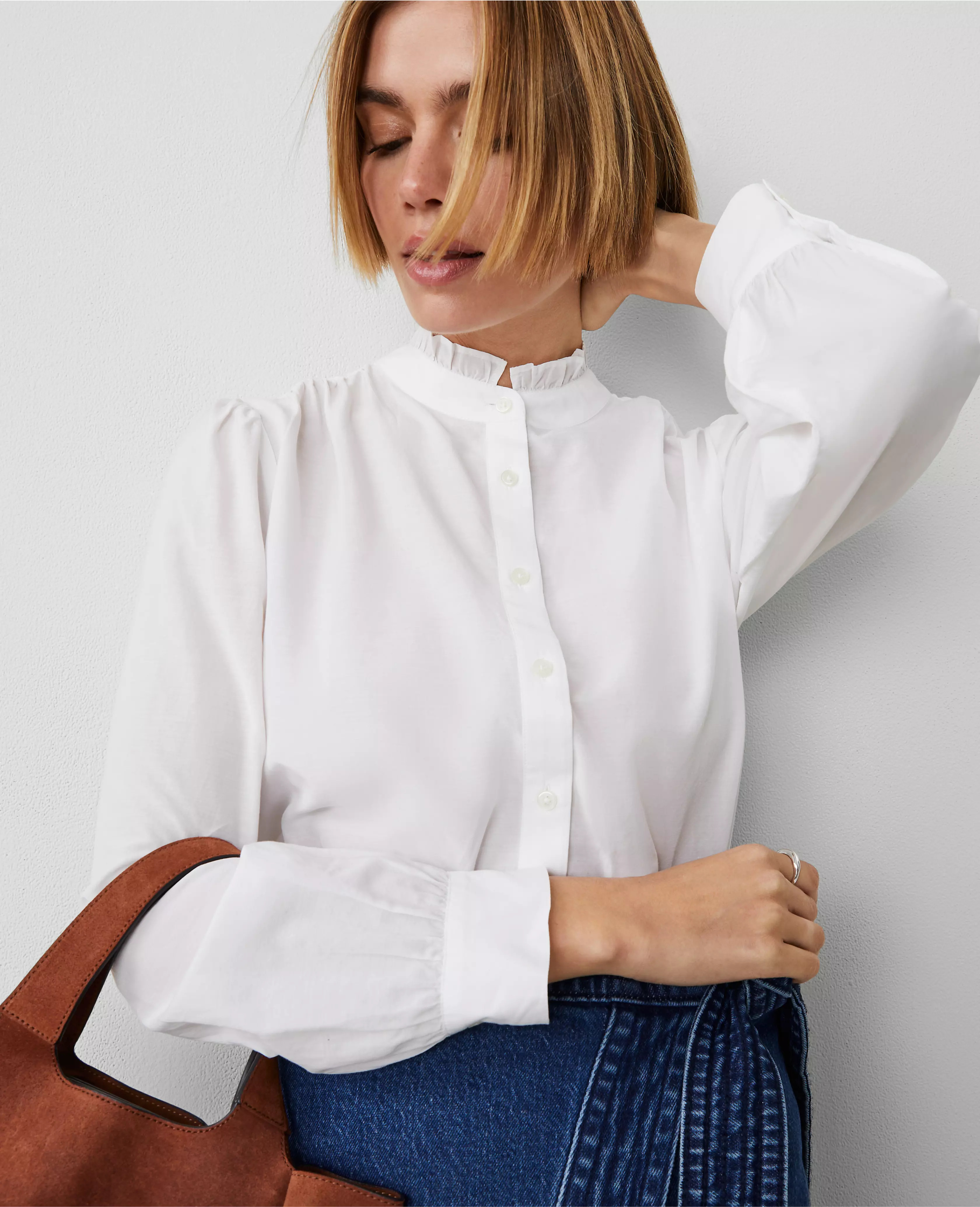 Ruffle Neck Shirt | Ann Taylor
