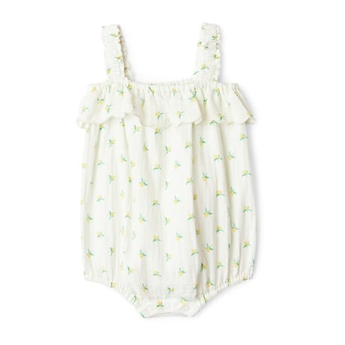 Amazon Essentials Unisex Babies x Sofia Grainge Baby Girls Cotton Gauze Romper, Ivory Lemon, Newborn | Amazon (US)
