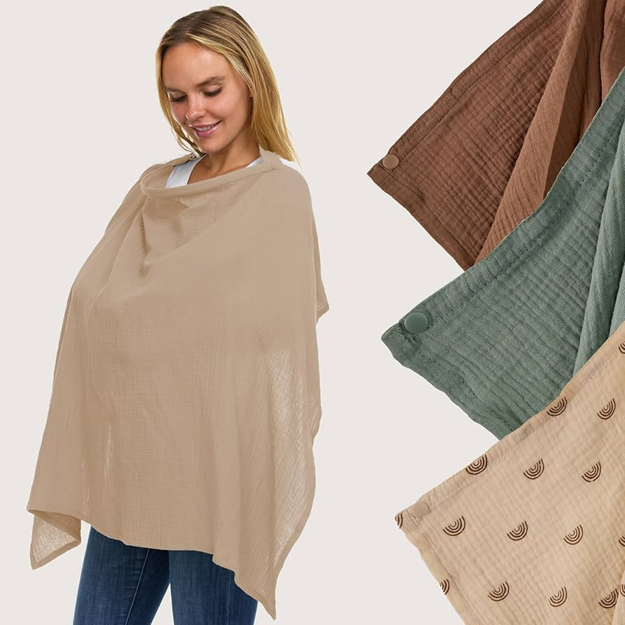 Muslin Nursing Cover Up for Breastfeeding - Breast Feeding Covers for Women | Breathable 100% Mus... | Amazon (US)