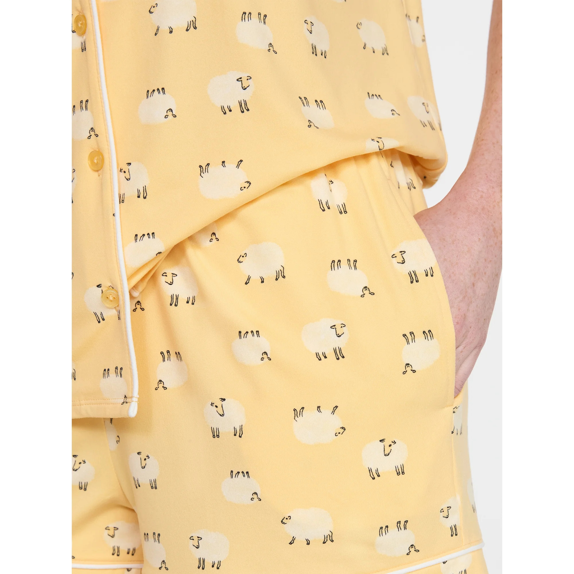 Joyspun Women's Dreamy Soft Collection Notch Top and Shorts Pajama Set, 2-Piece, Sizes XS-3X | Walmart (US)