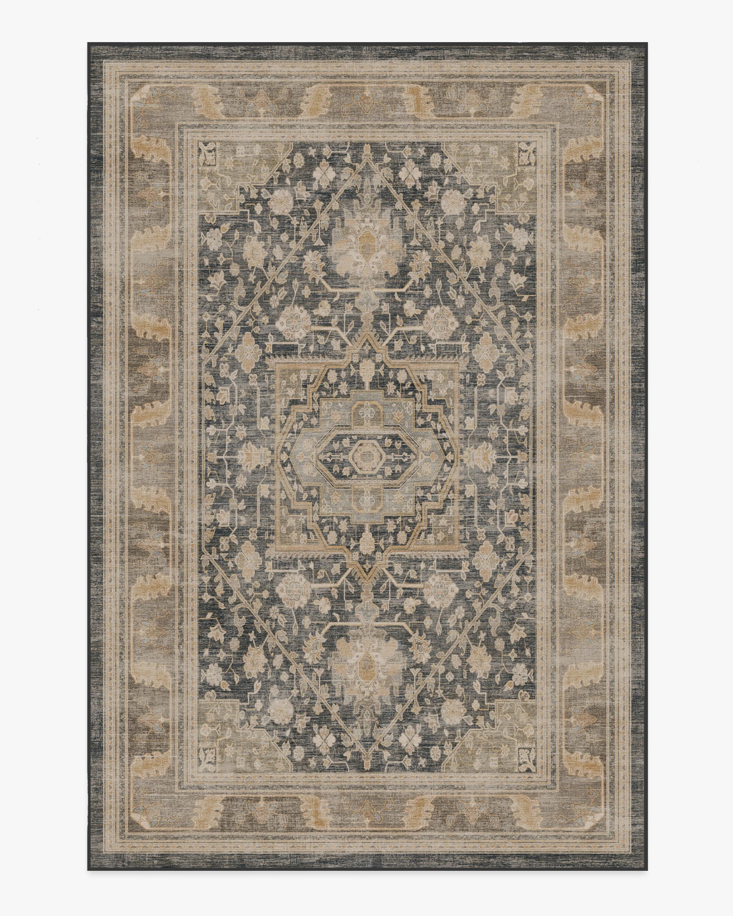 Zahra Ink & Vintage Citron Rug | Ruggable