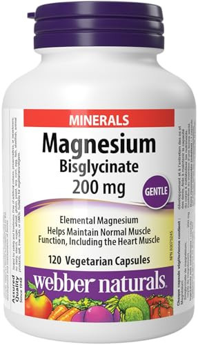 Webber Naturals Magnesium Bisglycinate 200 mg, 120 Capsules, Supports Bone and Muscle Functions, Vegan | Amazon (CA)