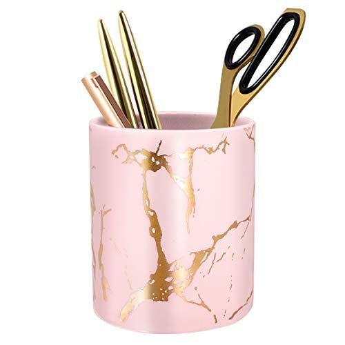 Cute Pencil Holder for Desk, Marble Office Pen Holder Ceramic, WAVEYU Pencil Cup for Women Kids Desk | Amazon (US)