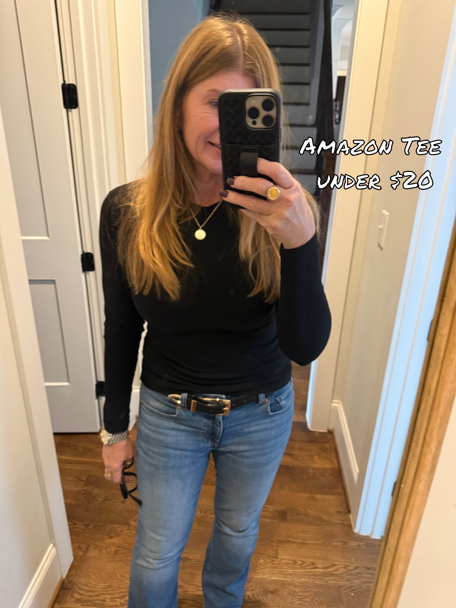 Amazon Long Sleeve Tee is currently under $20! The slim fit tee is soft with the perfect amount of stretch!  The body of the tee is double layered and the sleeves have a single layer. 
Wearing a L in the tee  

#LTKStyleTip #LTKSaleAlert #LTKFindsUnder50