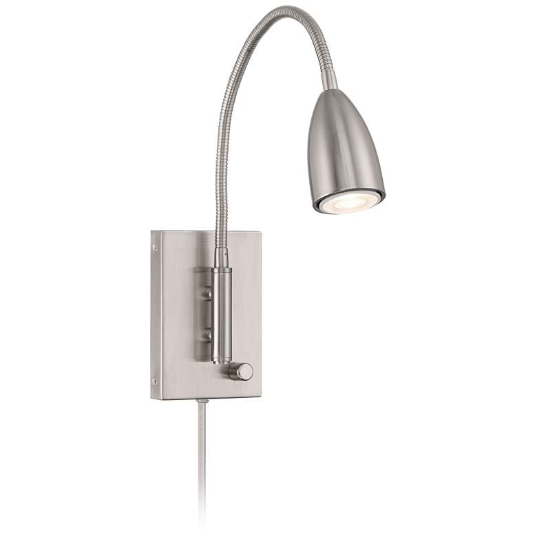 360 Lighting Lido Gooseneck Arm Brushed Nickel Plug-In Wall Reading Light - #7576E | Lamps Plus | Lamps Plus