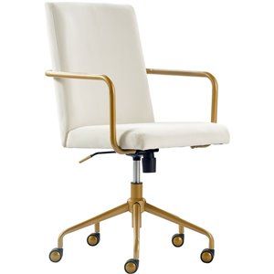 Elle Decor Giselle Gold Desk Chair French Cream Velvet | Homesquare