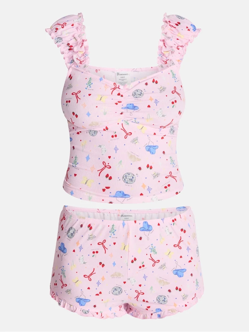 No Boundaries Cap Sleeve Top and Shorts Sleep Set, 2-Piece, Women's XS-XXL | Walmart (US)