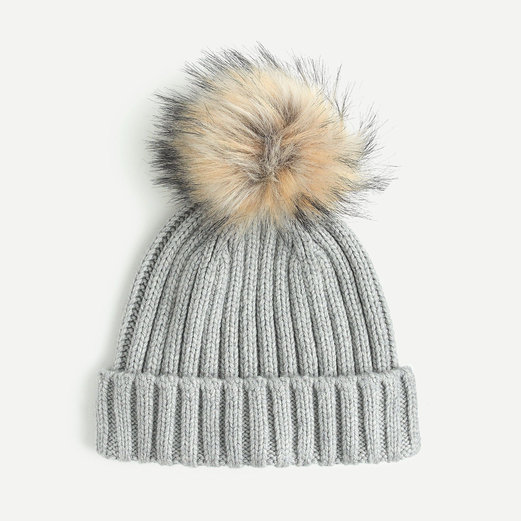 Ribbed beanie with faux-fur pom-pom | J.Crew US