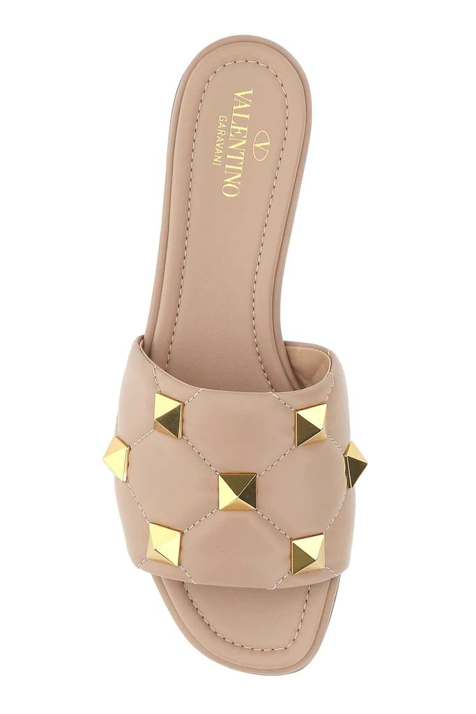 Valentino Garavani Roman Stud Flat Slide Sandals | Cettire Global