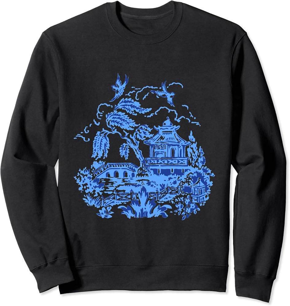 Classic Blue Willow Chinoiserie Design Sweatshirt | Amazon (US)