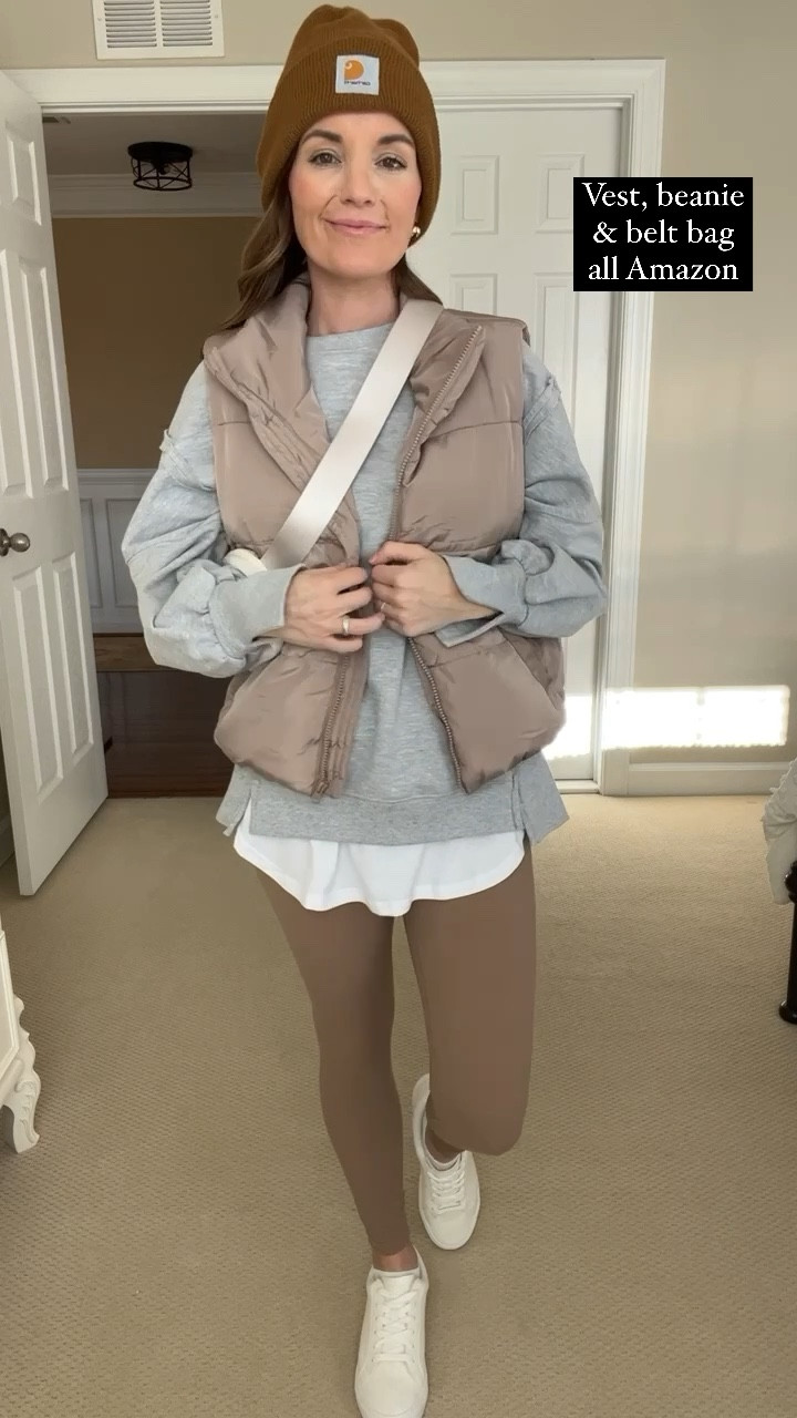 Causal Outfit Look for Less ❤️ comment AMAZON and I’ll send you the details. 

Oversized pullover is FP inspired. Its from Amazon and it’s half the price. Comes in a bunch of colors and it’s very comfy. Wearing size S.

Leggings are Amazon but are identical to lulus align leggings. Comes in a lot of colors and fits tts. Wearing xs.

White t-shirt from Amazon is tunic length and prefect for layering.  

Vest, belt bag and beanie are all Amazon and all come in multiple colors.

#casualoutfit #outfitidea #outfitideas #grwm #getreadywithme #lotd #affordablefashion #styleinspo #outfitinspo #outfits #amazonfashion #winterstyle #leggings #style #womensfashion #fashion  #amazon #winterfashion #amazonfinds 

#LTKstyletip #LTKfindsunder50 #LTKfindsunder100