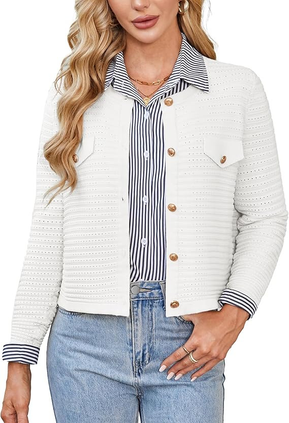GRACE KARIN Women's Knit Cardigan Sweaters Long Sleeve Open Front Button Down Trendy Jackets Ligh... | Amazon (US)
