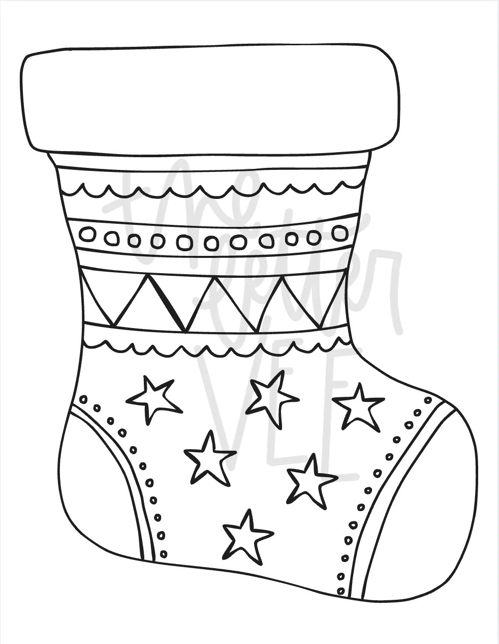 Stocking Coloring Craft | Printable Craft Activity | The Letter Vee