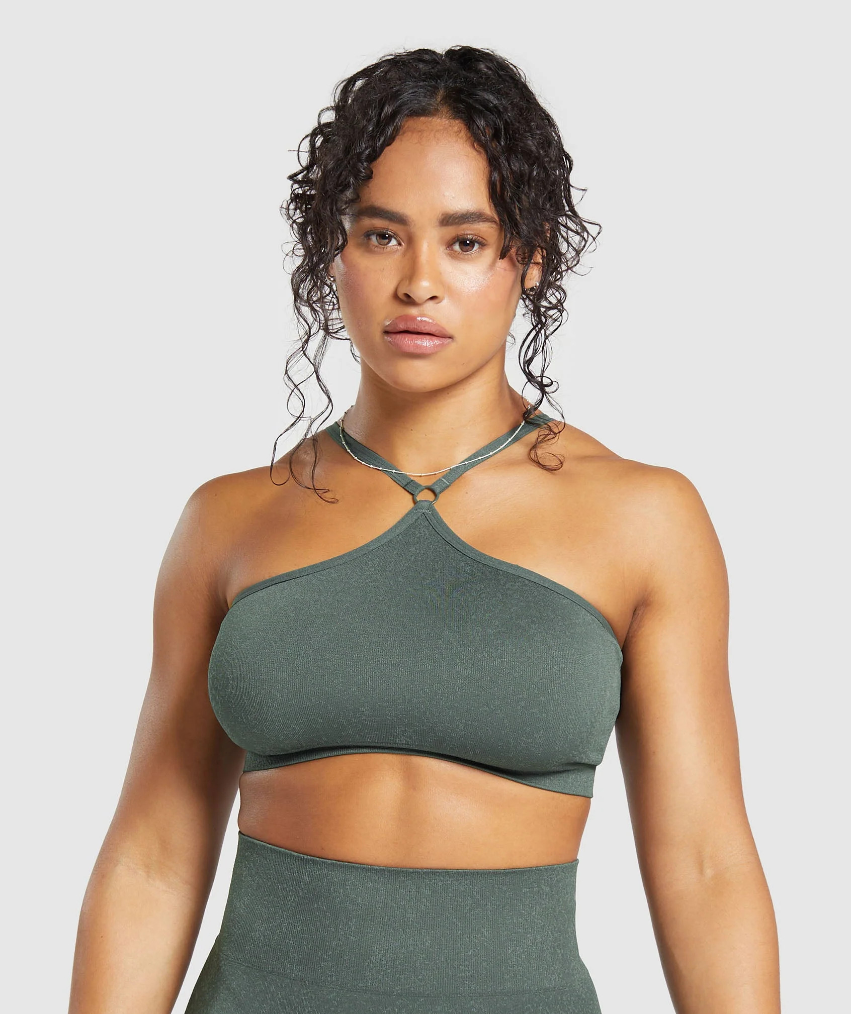 Gymshark Adapt Fleck Seamless Halterneck Bralette- Slate Teal/Cargo Teal | Gymshark US