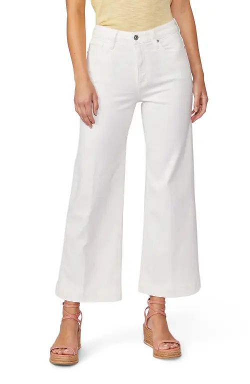 PAIGE Anessa High Waist Wide Leg Crop Jeans in Light Ecru at Nordstrom, Size 24 | Nordstrom