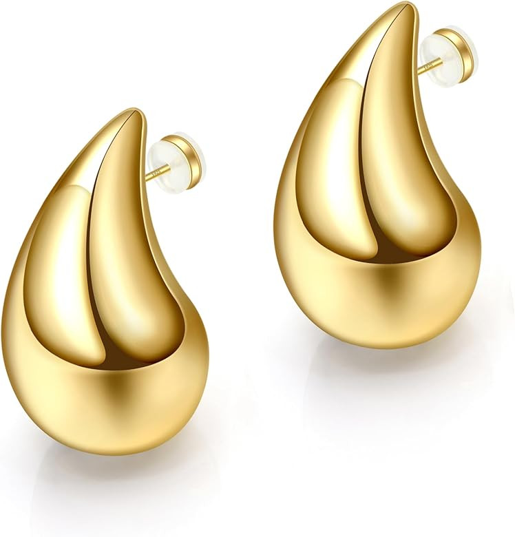 Gold Teardrop Earrings for Women - S925 Sterling Silver Earring Post Hot Pink Jewelry/Black Gun P... | Amazon (US)