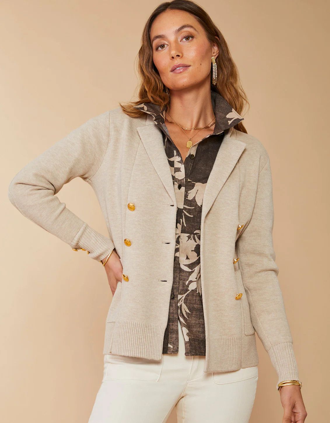 Cybil Sweater Blazer Camel | Spartina 449