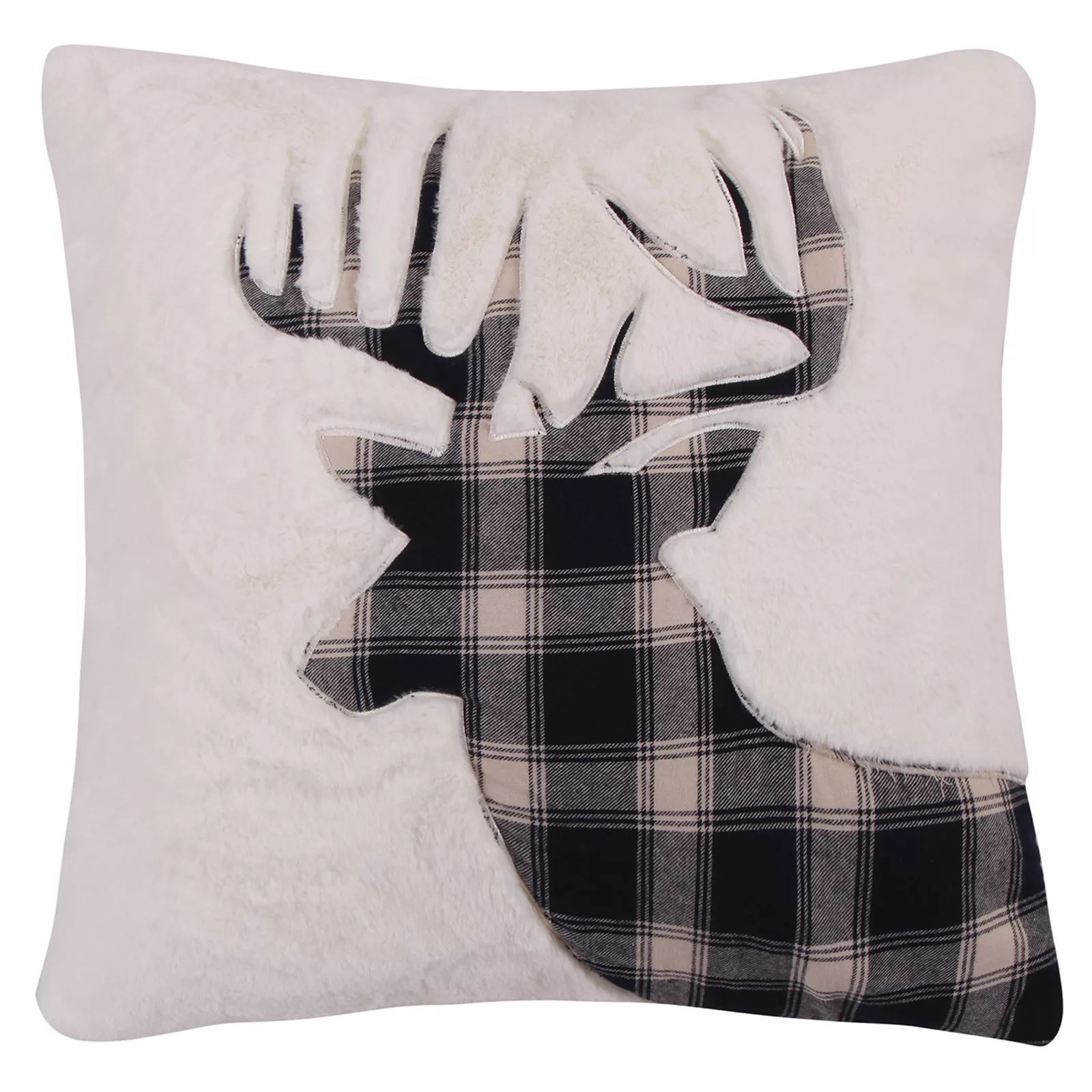 Levtex Lodge Faux Fur Plaid Deer Throw Pillow, White, 20X20 | Kohl's