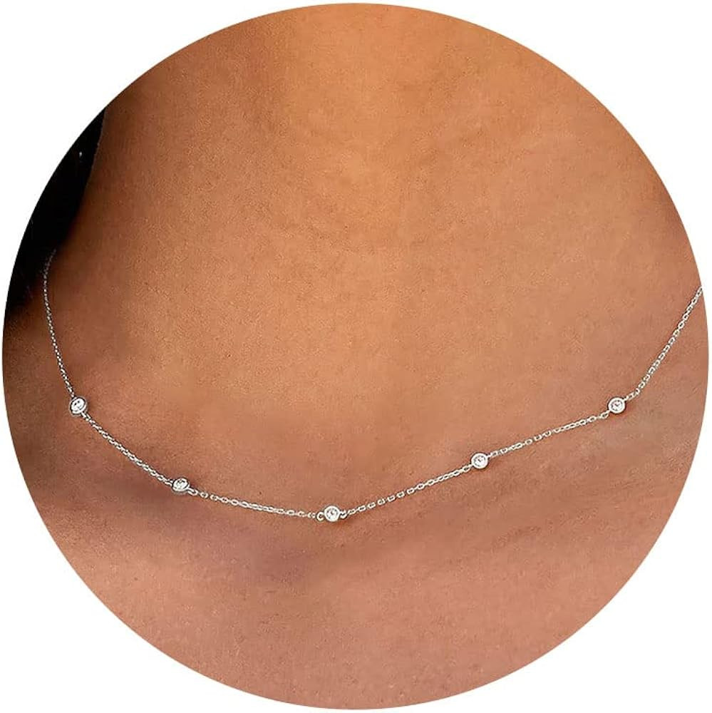 VRIUA Diamond Necklaces for Women - 14K Gold/Silver Gold Plated Dainty Necklace for Women Simple ... | Amazon (US)