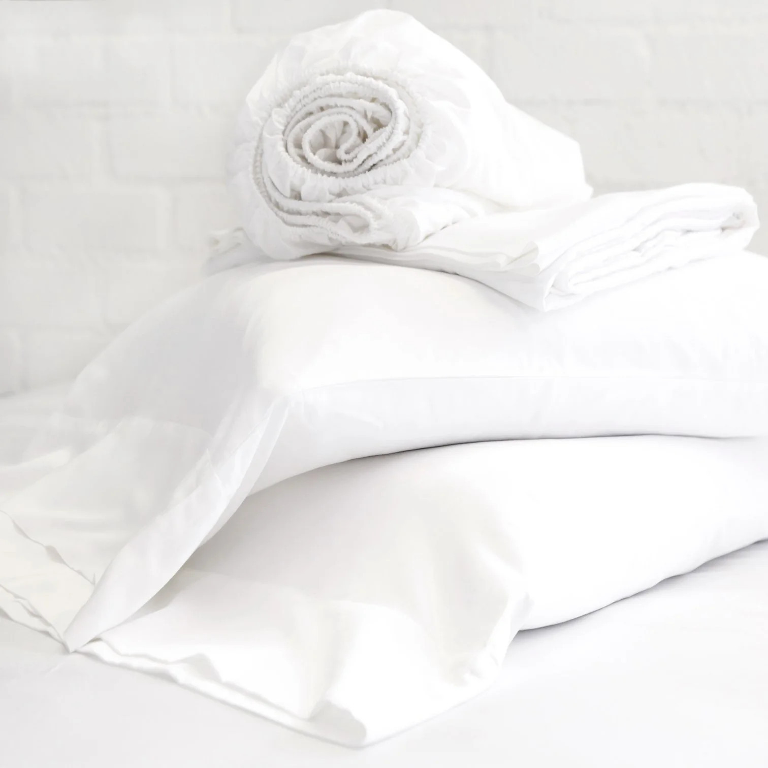 COTTON SATEEN SHEET SET - WHITE | Pom Pom at Home