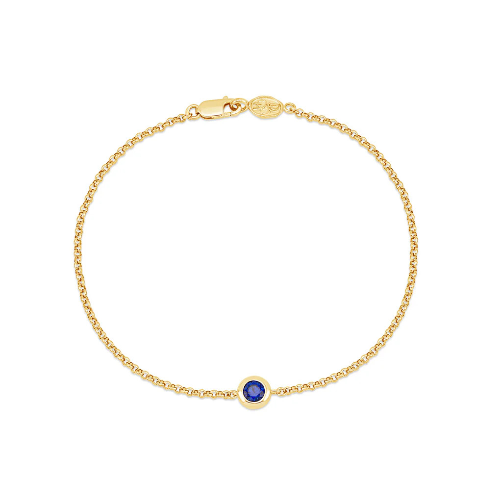 9k Round 4mm Sapphire Dewdrop Chain Bracelet | Dower & Hall (Global)