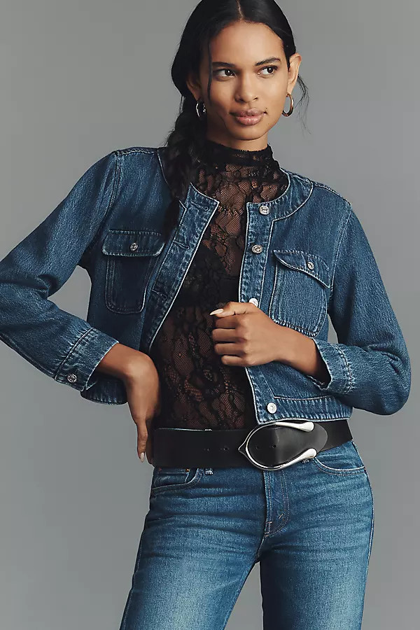 PAIGE Kylian Collarless Denim Jacket | Anthropologie (US)