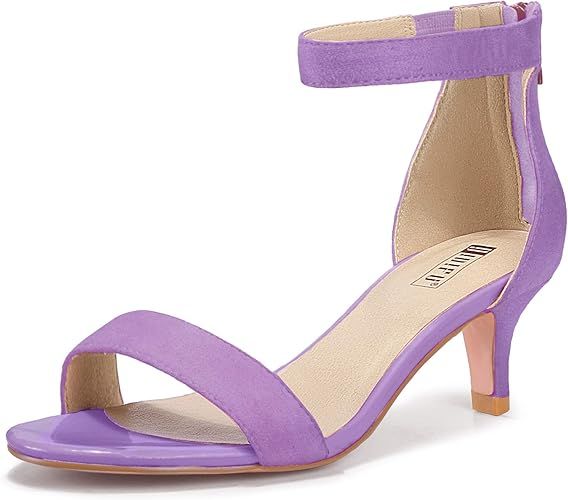 IDIFU Kitten Heels for Women IN2 Low Heels Open Toe Ankle Strap Heeled Sandals Wedding Bridal Eve... | Amazon (US)