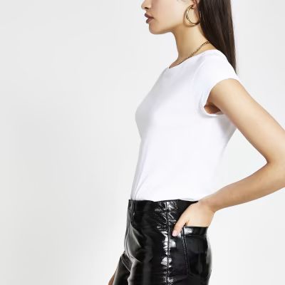 White short turn-up sleeve T-shirt | River Island (UK & IE)