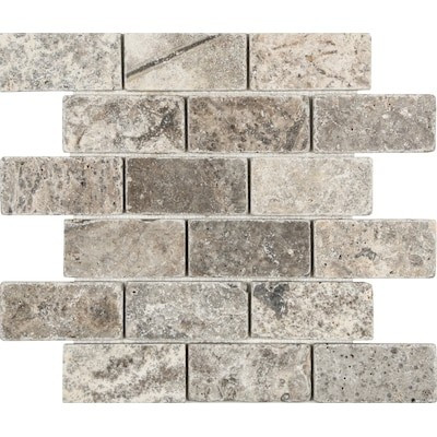 Satori  Silver Crescent 12-in x 12-in Tumbled Natural Stone Travertine Brick Subway Wall Tile | Lowe's