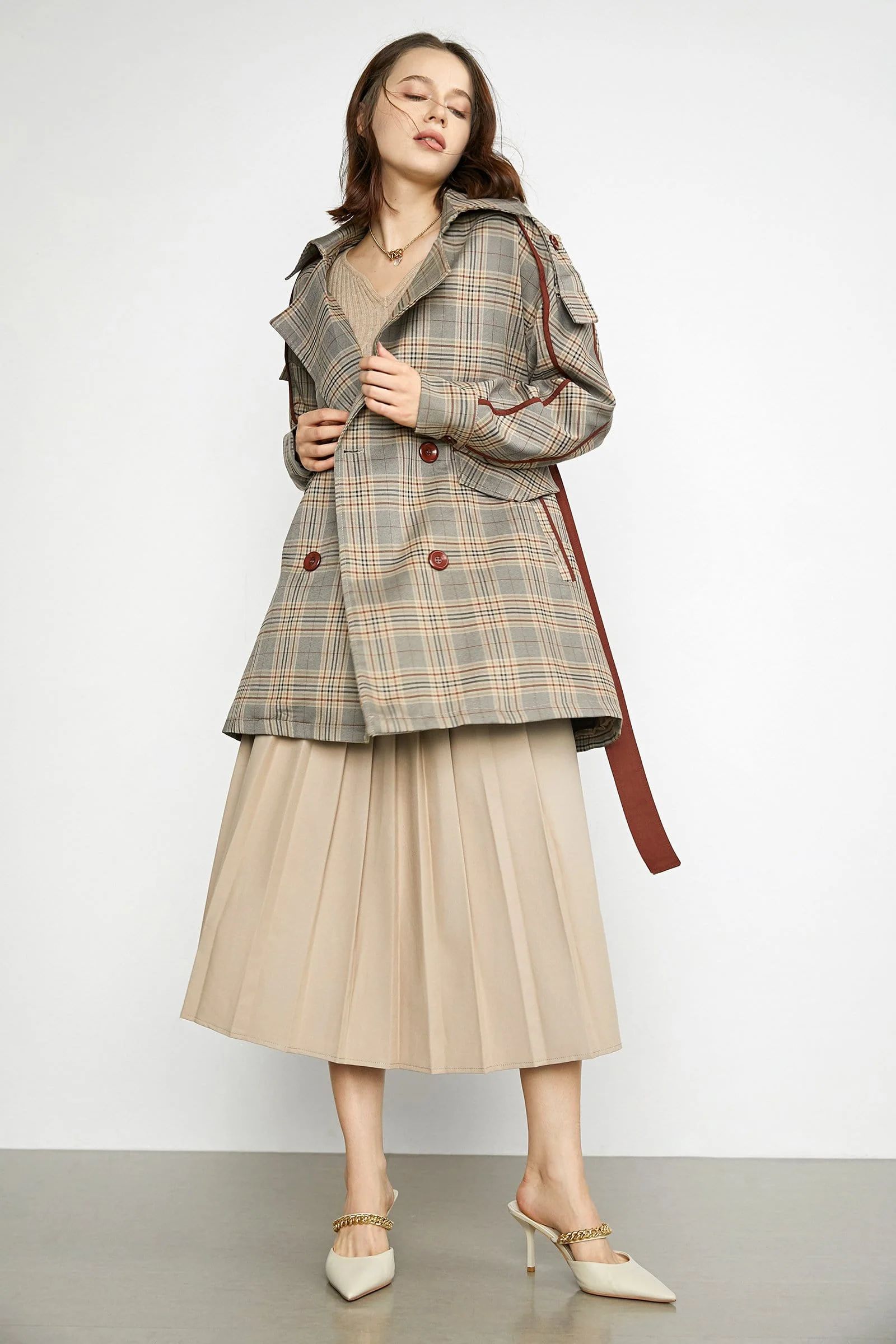 Alexandro Tan Belted Trench Coat | J.ING