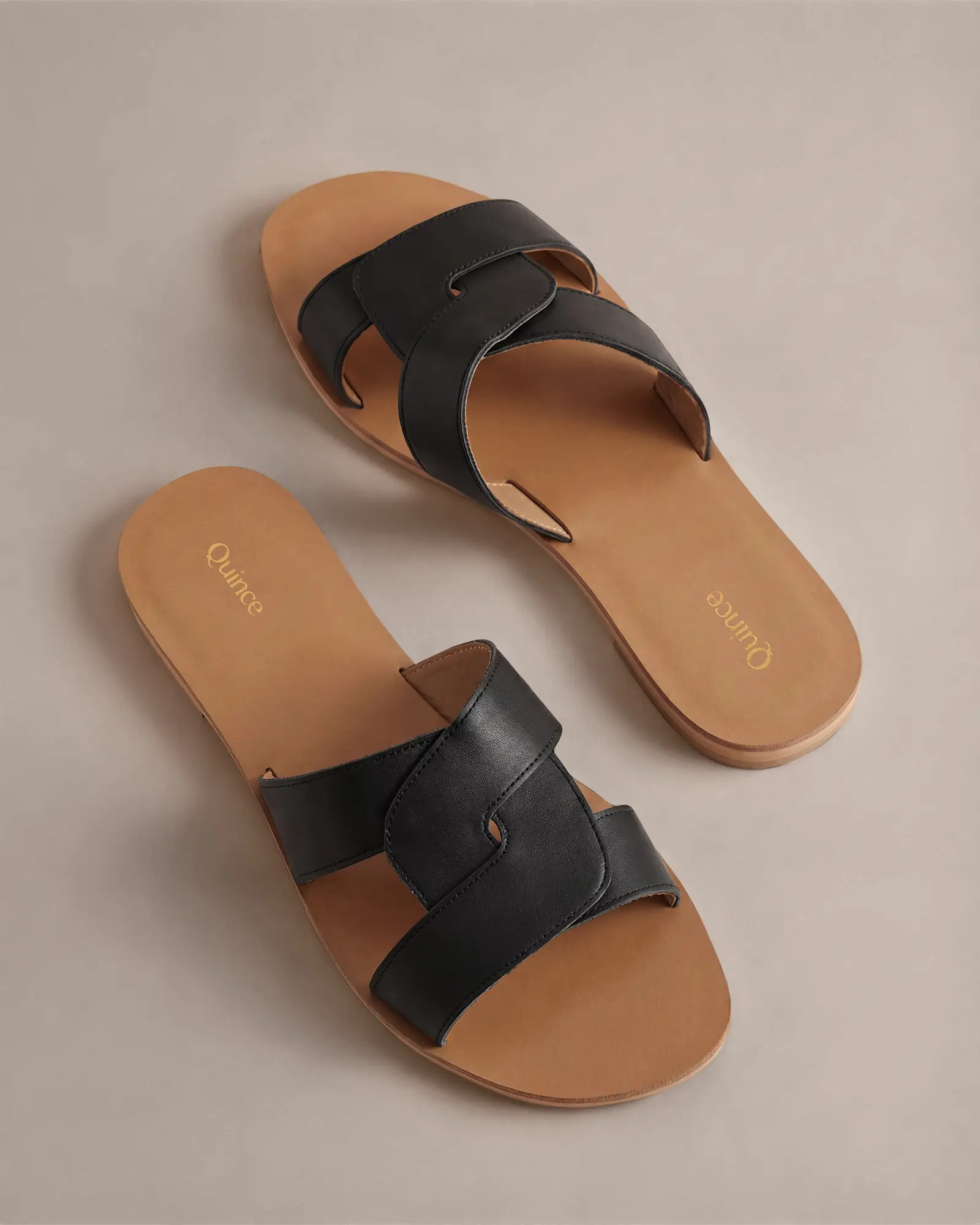 Italian Leather Cutout Slide Sandal | Quince