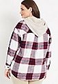 Plus Size Cabin Buffalo Plaid Maroon Boyfriend Hooded Flannel | Maurices