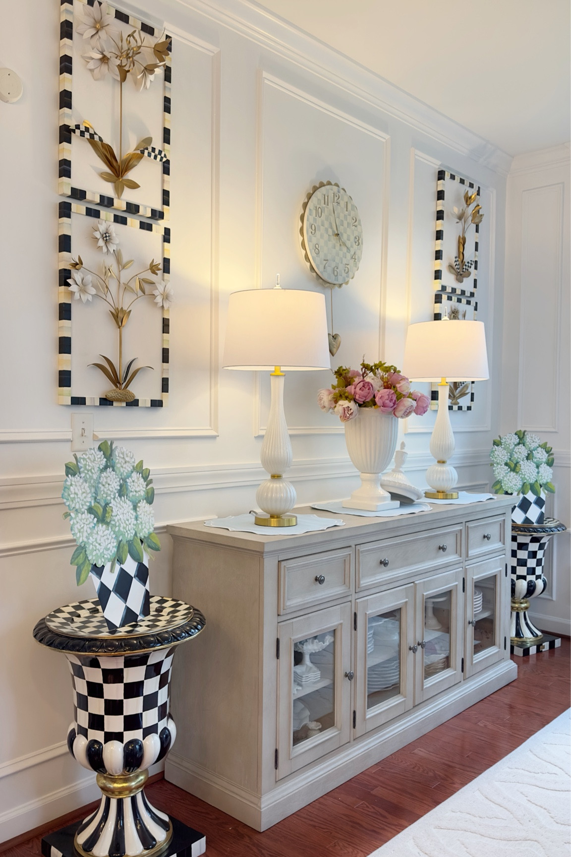 Mackenzie-Childs has done it again with their scalloped edge clock! Did you know that the planter is easy to turn into mini end tables.. just place a platter on top. It’s the perfect fit! 

#LTKGiftGuide #LTKhome #LTKsalealert