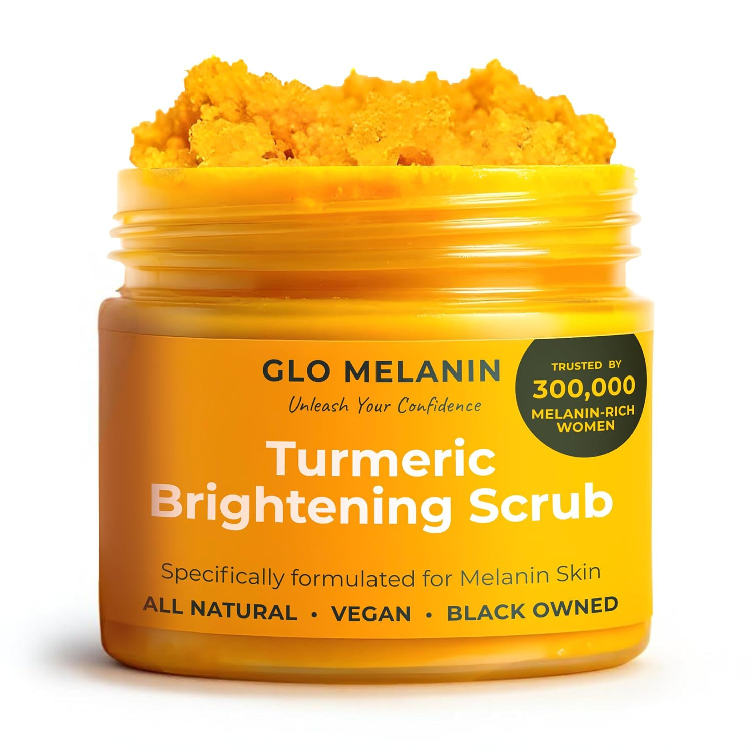 GLO Melanin Turmeric Scrub for Dark Spots, Brightening Inner Thighs Bikini Area Underarms, Natural Exfoliating Face | Amazon (US)