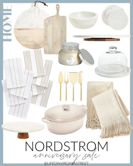 My top picks for the home from the 2023 Nordstrom Anniversary Sale! Includes my favorite wood serving boards, gold cheese knives, cozy blankets (that make a great gift!), designer candles, a Dutch oven, a marble lazy Susan, marble cake tray, striped kitchen towels, a favorite candle in a neutral vessel and marble coasters! See all of my top picks here: https://lifeonvirginiastreet.com/2023-nordstrom-anniversary-sale-picks/.
.
#ltkxnsale #ltksalealert #ltkhome #ltkunder50 #ltkunder100 #ltkstyletip #ltkseasonal neutral kitchen decor, kitchen essentials 

#LTKxNSale #LTKhome #LTKsalealert
