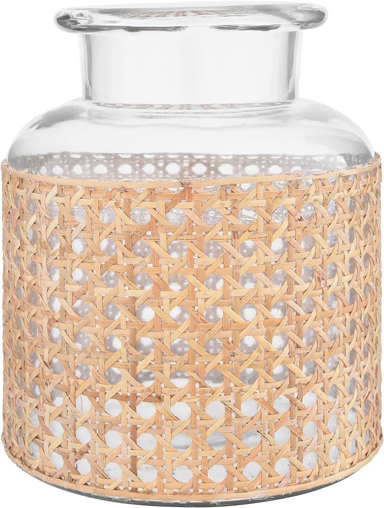 Bloomingville 8"H Glass Vase with Decorative Cane Sleeve | Amazon (US)