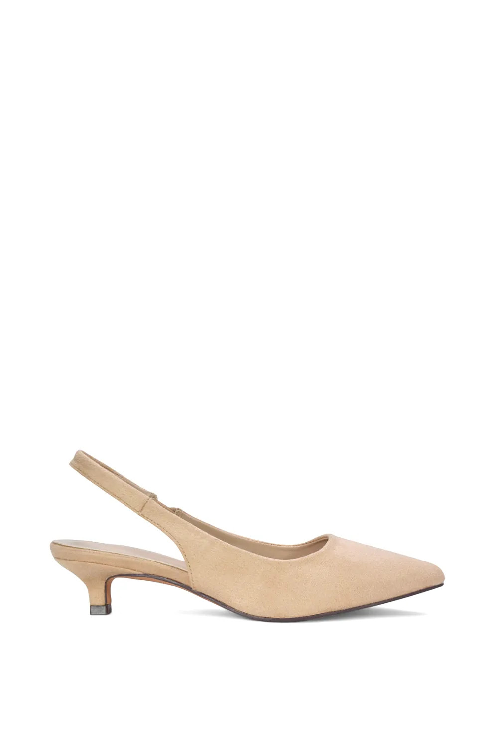 'Leila' Pointed Toe Low Kitten Heel Slingback Court Shoes | Boohoo.com (UK & IE)