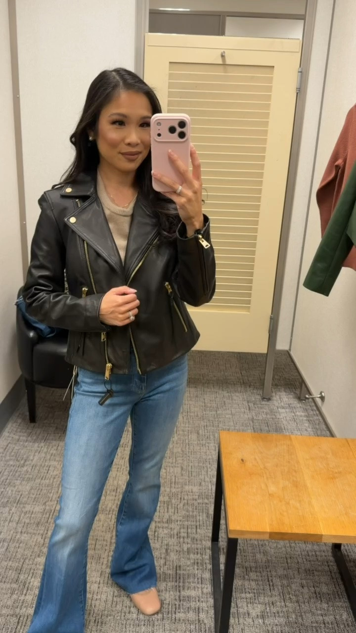 Leather biker jacket I’ve had for years! Sizing appears to have changed. This is a 0, but it fits large on me whereas my 0 at home is snug. So don’t size up!!

#LTKootd #LTKSaleAlert