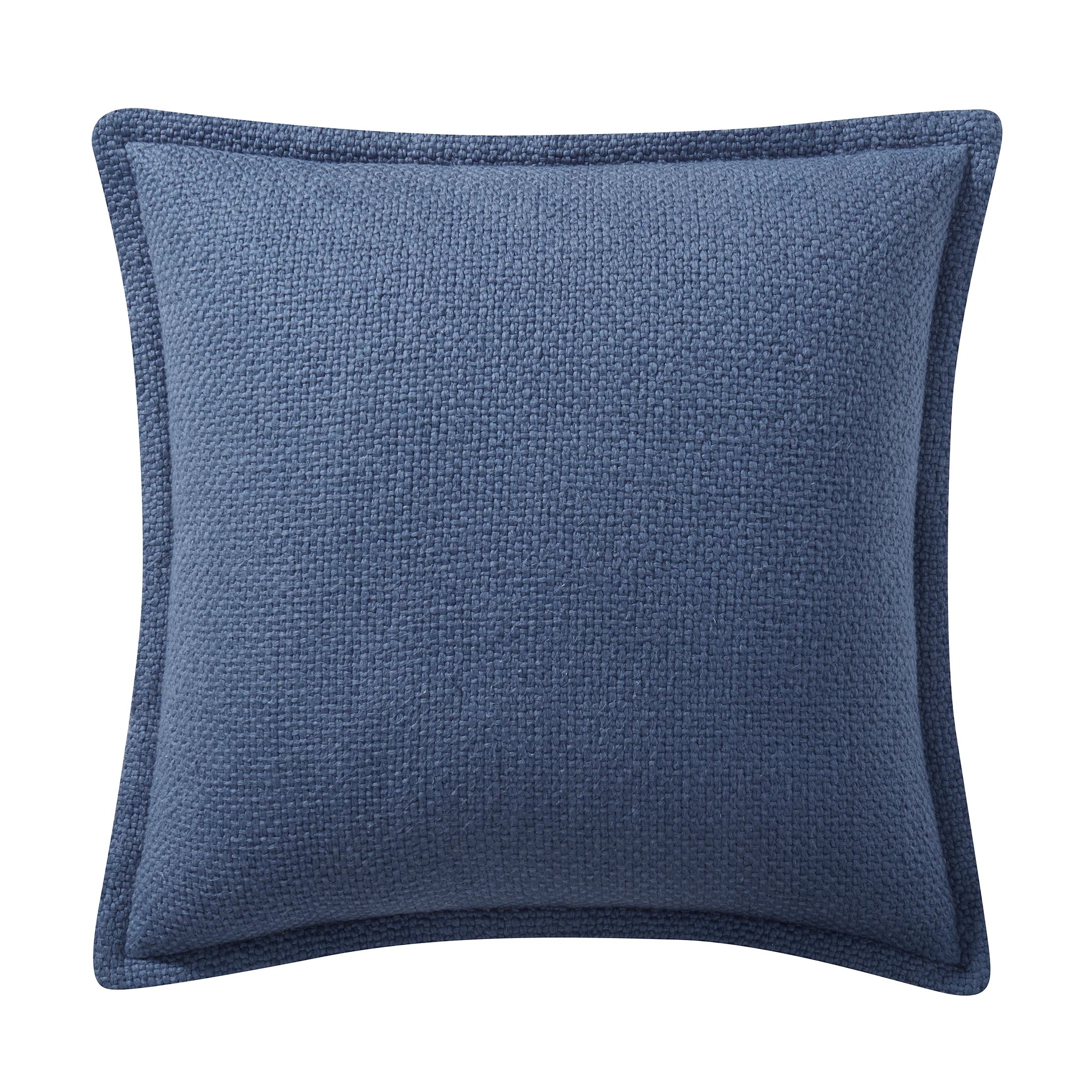 My Texas House 20" x 20" Andie Reversible Solid Blue Cotton Decorative Pillow | Walmart (US)