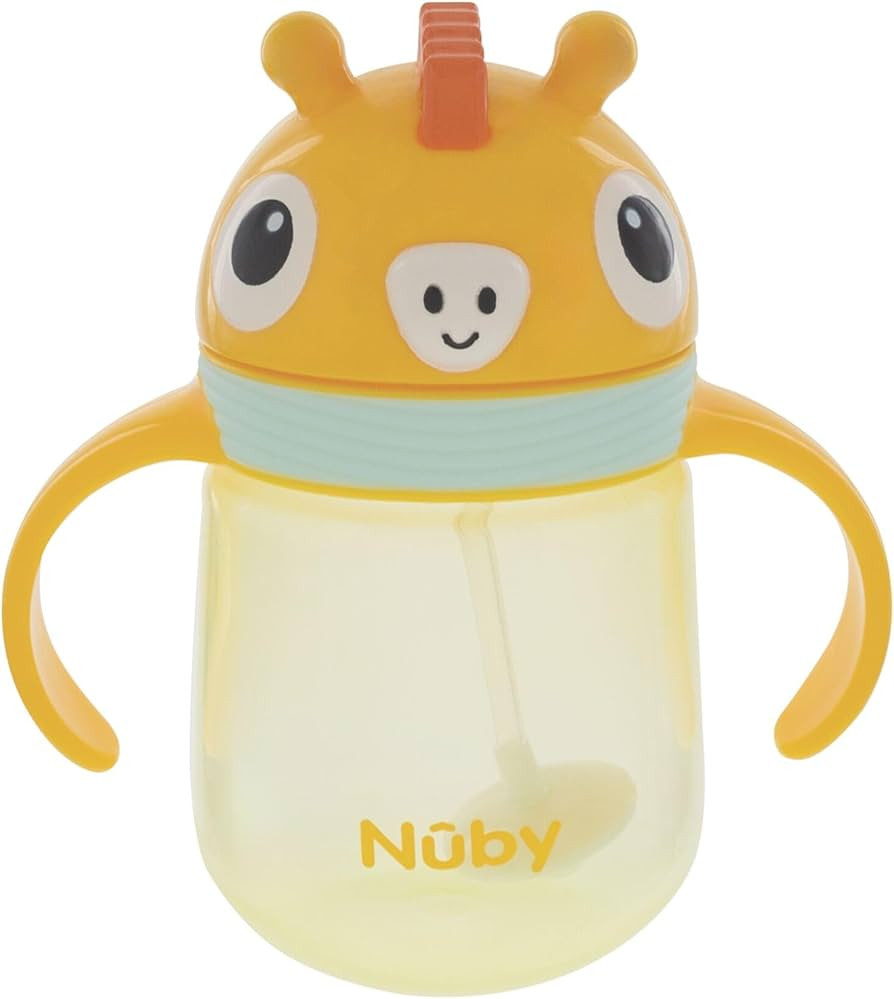 Nuby No-Spill Clik-it Silicone Straw Toddler Cup - 8 oz - 360 Weighted Straw Toddler Sippy Cup fo... | Amazon (US)