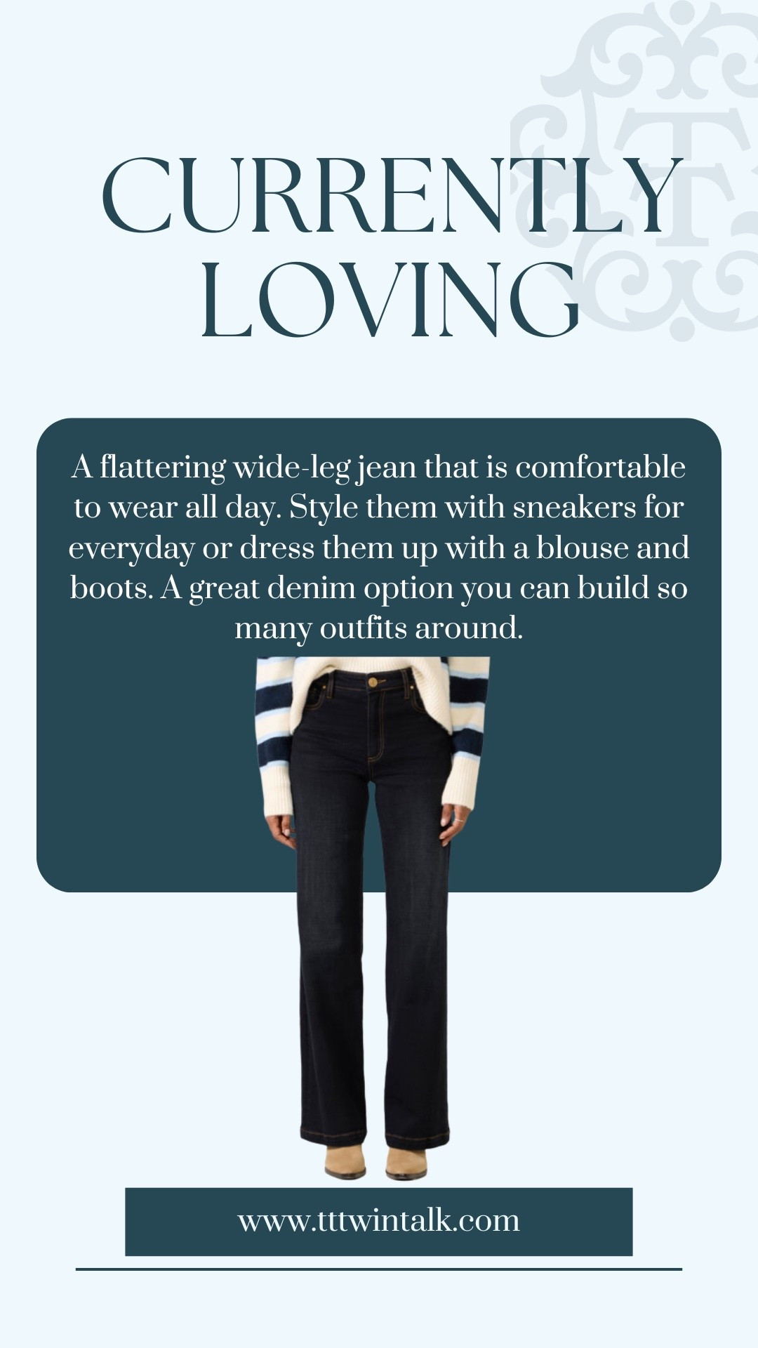 A flattering wide-leg jean that is comfortable to wear all day. Style them with sneakers for everyday or dress them up with a blouse and boots. A great denim option you can build so many outfits around.

#LTKOver40 #LTKMidsize #LTKSeasonal