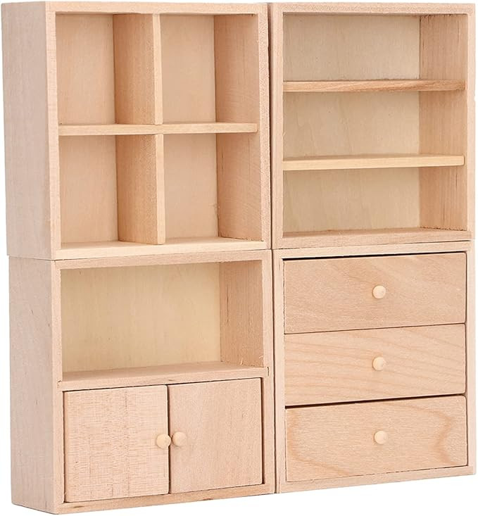 Alomejor 4 Pcs 1/12 Doll House Cabinet Set Simple Design Practical Lifelike Miniature Wooden Doll... | Amazon (US)