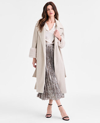 Anne Klein Women's Tie-Front Coat, Long-Sleeve Blouse, & Pleated Skirt - Macy's | Macy's